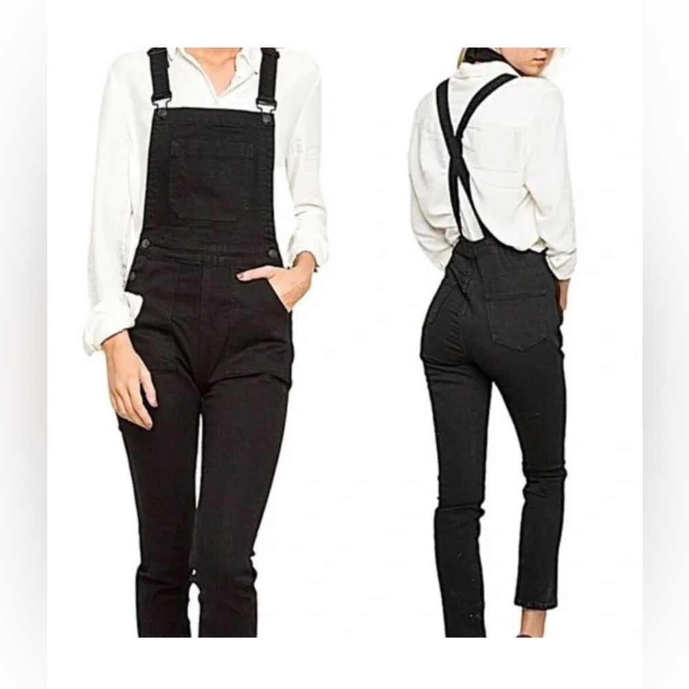 NWT, Brandy Melville, J. Galt Black Denim Overalls w/adjustable straps, Small